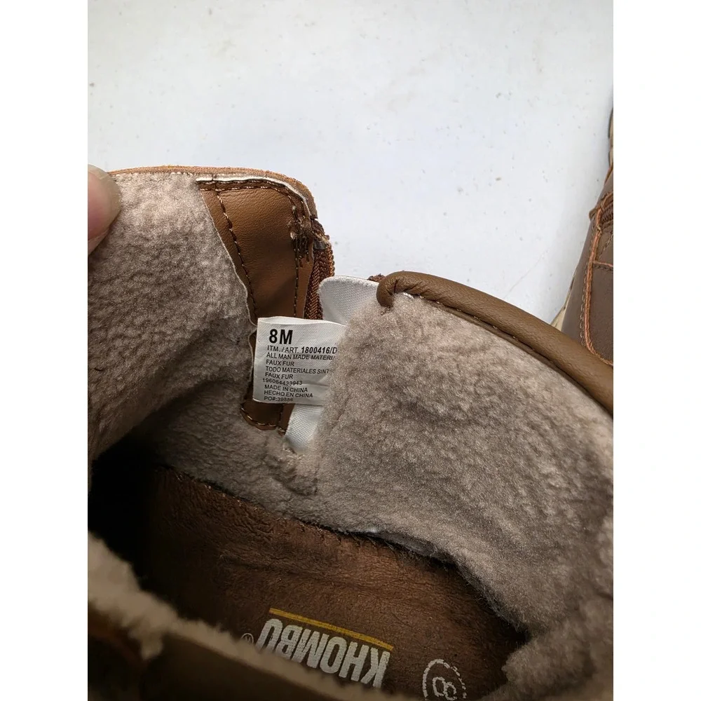 Khombu Dusk Womens Brown Faux Fur Lined Ankle Boots Size 8M